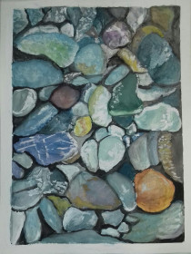 kamen akvarel 25x30cm