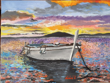 zalazak ulje na platnu 25x40cm