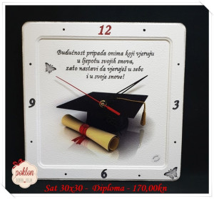 63. poklon za diplomu- budućnost pripada.... - sat 30x30cm_