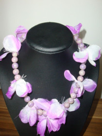 rad 14.- lepršavo i ljetno - ogrlica od tkanine i kuglica od fimo mase 1