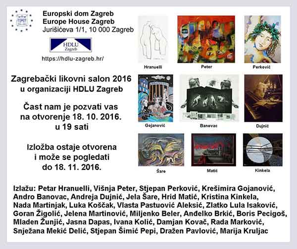 Zagrebački likovni salon 2016 u Europskom domu Zagreb
