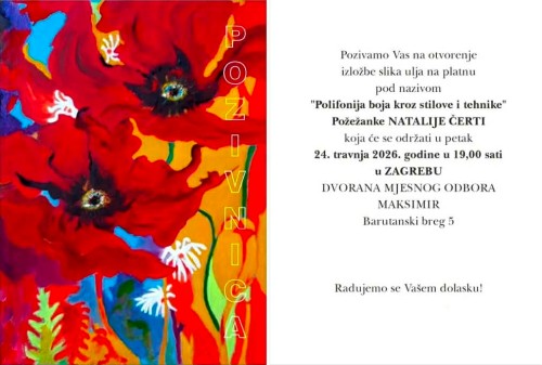 Izložba slika Natalije Čerti "Polifonija boja kroz stilove i tehnike"